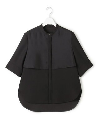 ICB L 【先行予約・WEB限定カラーあり】 FluidBackSatin バンドカラーシャツ ブラック