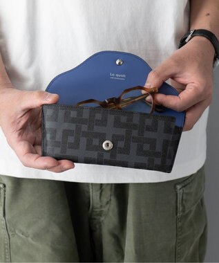 MIYABIYA La quoh with kirakaracho 角つなぎ プリントレザー 眼鏡ケース 玄（ブラック）