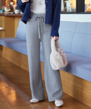 Tiaclasse 裏シャギージャガードニットパンツ グレー