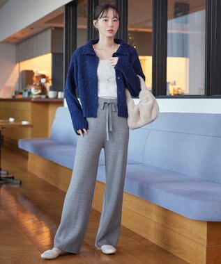 Tiaclasse 裏シャギージャガードニットパンツ グレー