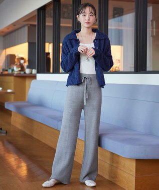 Tiaclasse 裏シャギージャガードニットパンツ グレー