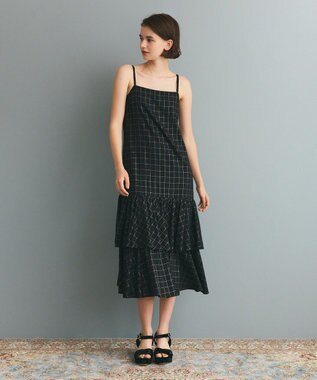 GRACE CONTINENTAL ラメチェックキャミドレス ブラック
