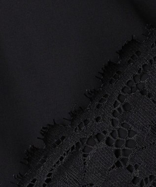 UNFILO L レースヘム ギャザーブラウス ブラック