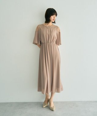 YECCA VECCA レース切替シフォンドレス