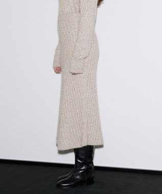 JOSEPH ファジーケーブル　フレアスカート Khaki