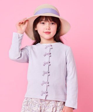 ANY KIDS スナップボタン リボン カーディガン ラベンダー