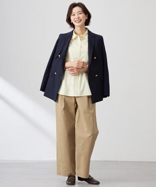 J.PRESS LADIES 【洗える】20チノストレッチ ワイドパンツ ベージュ系