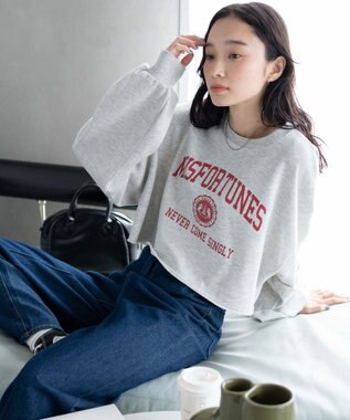 WEGO ヴィンテージライクショートスウェット 杢グレー