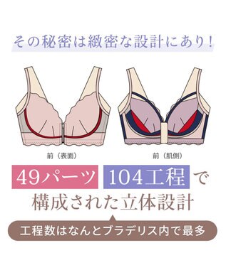 BRADELIS New York 【BRADELIS NewYork peace / ノンワイヤー・フロント留め・スッキリ着痩せ】細く見えるフロントファスナーブラ23 S～5L ヌーディピンク