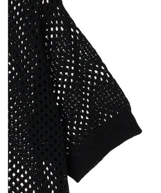 CRAFT STANDARD BOUTIQUE 配色メッシュニットカーディガン Black