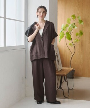 WEGO 【ANGIE VINTAGE】接触冷感半袖ジャケット ブラウン