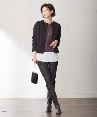 J.PRESS LADIES S TCポンチ ドルマンスリーブ レイヤード カットソー パープル系