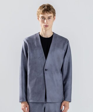 JOSEPH HOMME 新素材【ストレッチ/光沢感】レザーライクジャージー　カーディガン ライトグレー系