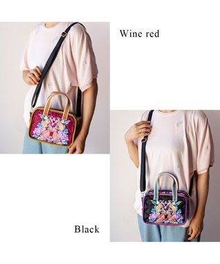 tsumori chisato CARRY tcアニマルキルト ショルダーバッグ ミニボストン ボルドー