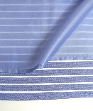 Tiaclasse L 【洗える】フレアスリーブシャツワンピース ブルーストライプ