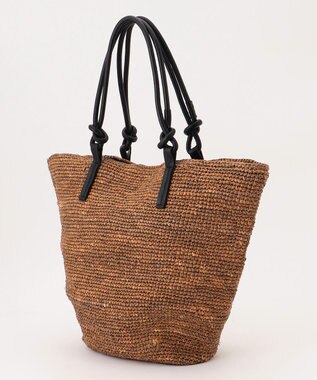 自由区 ノットハンドルラフィアトート バッグ ブラウン