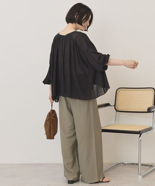 AMERICAN HOLIC スキッパーギャザーブラウス Black