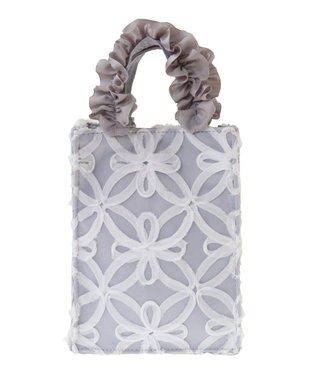 Maison de FLEUR チュールフラワーフリルミニショルダートートバッグ Grayish Blue