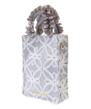Maison de FLEUR チュールフラワーフリルミニショルダートートバッグ Grayish Blue