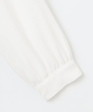 J.PRESS LADIES S 【洗える】パウダージョーゼット ボウタイ バンドカラー ブラウス ホワイト系