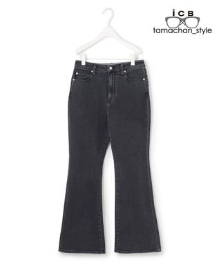 ICB 【ICB×tamachan_style コラボ】スタイルアップ フレアデニム グレー系