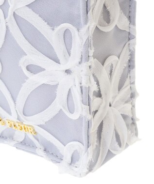 Maison de FLEUR チュールフラワーフリルミニショルダートートバッグ Grayish Blue