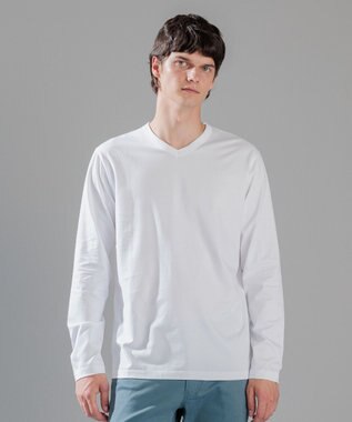 JOSEPH HOMME スビンソフトジャージー　Vネック長袖カットソー ホワイト系