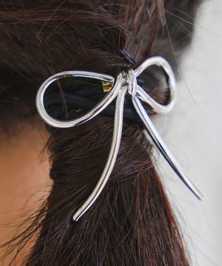 Tiaclasse メタルリボンヘアゴム シルバー