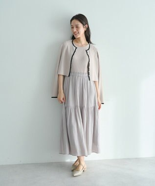 YECCA VECCA 【2点SET】カーディガンセットワンピース Gray Beige
