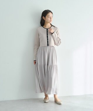YECCA VECCA 【2点SET】カーディガンセットワンピース Gray Beige