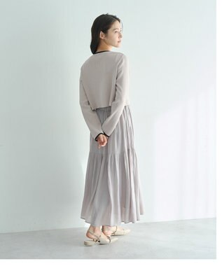 YECCA VECCA 【2点SET】カーディガンセットワンピース Gray Beige