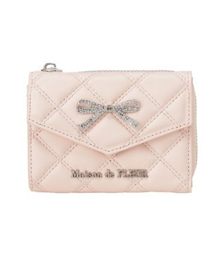 Maison de FLEUR リボンビジューキルティングウォレット Light Pink
