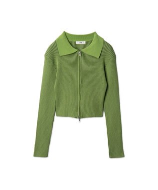 WEGO Wジップコンパクトニットカーデ グリーン