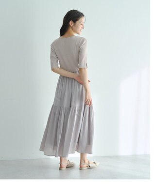 YECCA VECCA 【2点SET】カーディガンセットワンピース Gray Beige