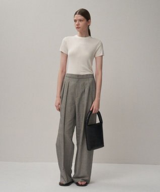 ATON ROUND COTTON LINEN | ワイドイージーパンツ CHECK