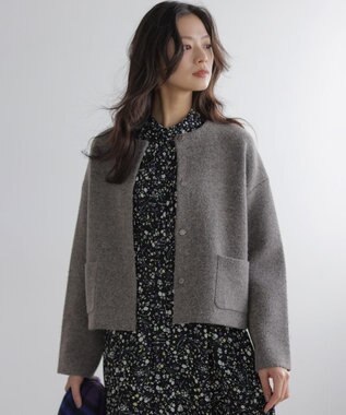 組曲 S プレーティングニットアウター ジャケット ブラウン系