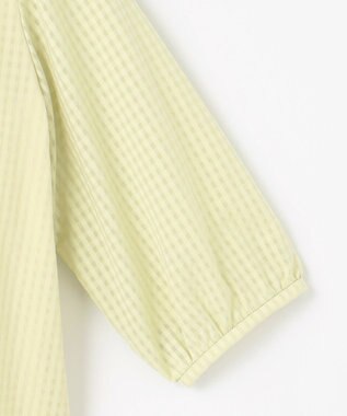 J.PRESS LADIES 【洗える】コットンブレンドチェック バンドカラー カットソー ライム系