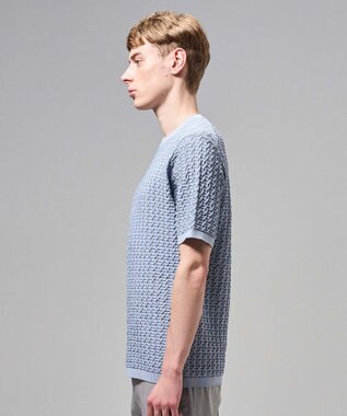 JOSEPH HOMME ドライコットンリンクス　半袖クルーネックニット スカイブルー系
