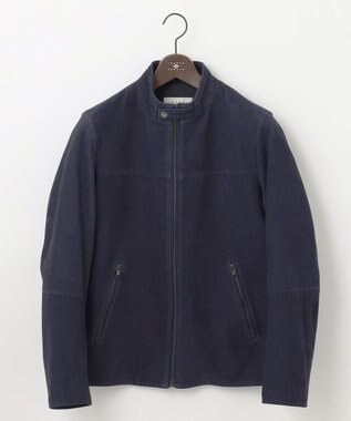 JOSEPH ABBOUD 【キングサイズ・スプリングレザー/スウェード】ゴートスウェード シングル ライダース ネイビー系