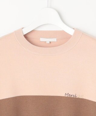 自由区 【カタログ掲載・セットアップ対応・洗える】スムージーブロッキング ニット ピンクベージュ×モカ