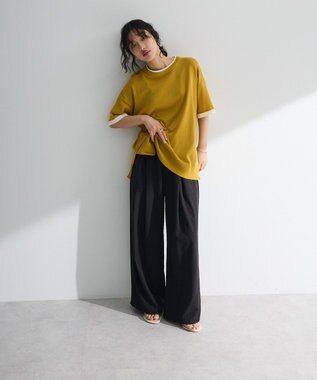 Green Parks 冷やっとすずやかレイヤーニットプルオーバ Lime Green