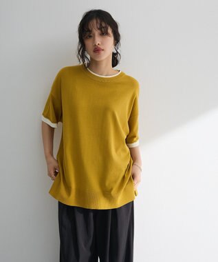 Green Parks 冷やっとすずやかレイヤーニットプルオーバ Lime Green