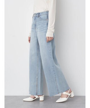 earth music&ecology セルフカットワイドデニムパンツ Light Indigo