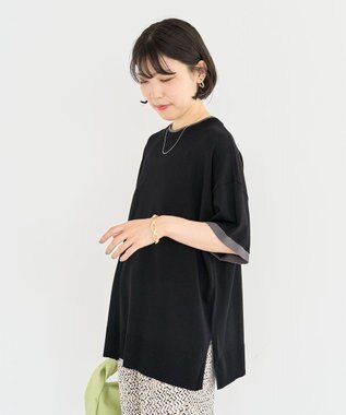 Green Parks 冷やっとすずやかレイヤーニットプルオーバ Black