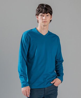 JOSEPH HOMME スビンソフトジャージー　Vネック長袖カットソー ダルブルー系