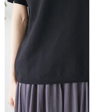 CRAFT STANDARD BOUTIQUE ＢＩＧカラー半袖ニットプルオーバー Black