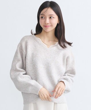 earth music&ecology ラメグラデーションニットプルオーバー Beige