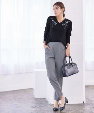 Tiaclasse 【GOLD LABEL・日本製・洗える】 カシミアタッチテーパードパンツ グレー