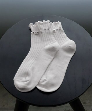 Tiaclasse リブ編みパールソックス オフホワイト
