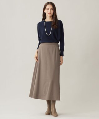 自由区 【洗える】ソフトウールハイゲージボートネック ニット ネイビー